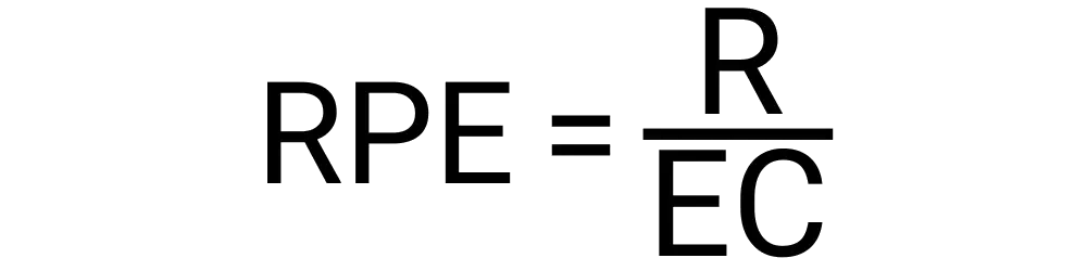 An image showing the formula for calculating revenue per employee for a company or business.